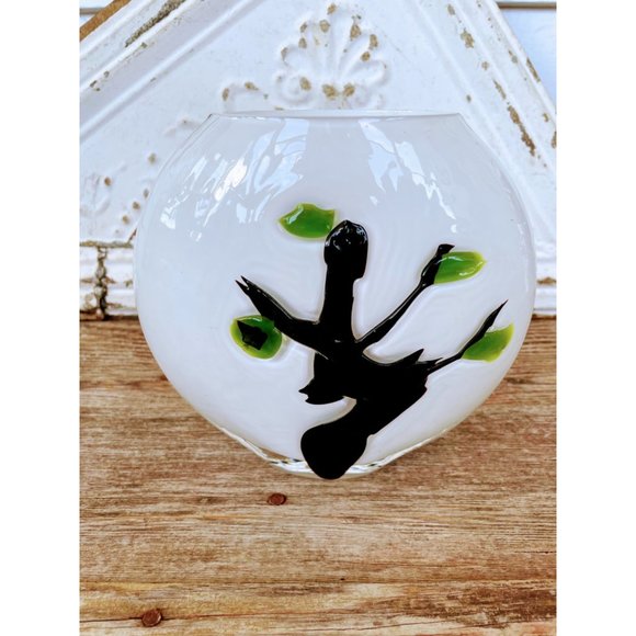 Vintage Fused Glass Modernist Vase with Bonsai Tree - Picture 8 of 9